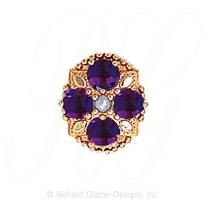 GS526 PL/AMY - 14 Karat Gold Slide with Pearl center and Amethyst accents 